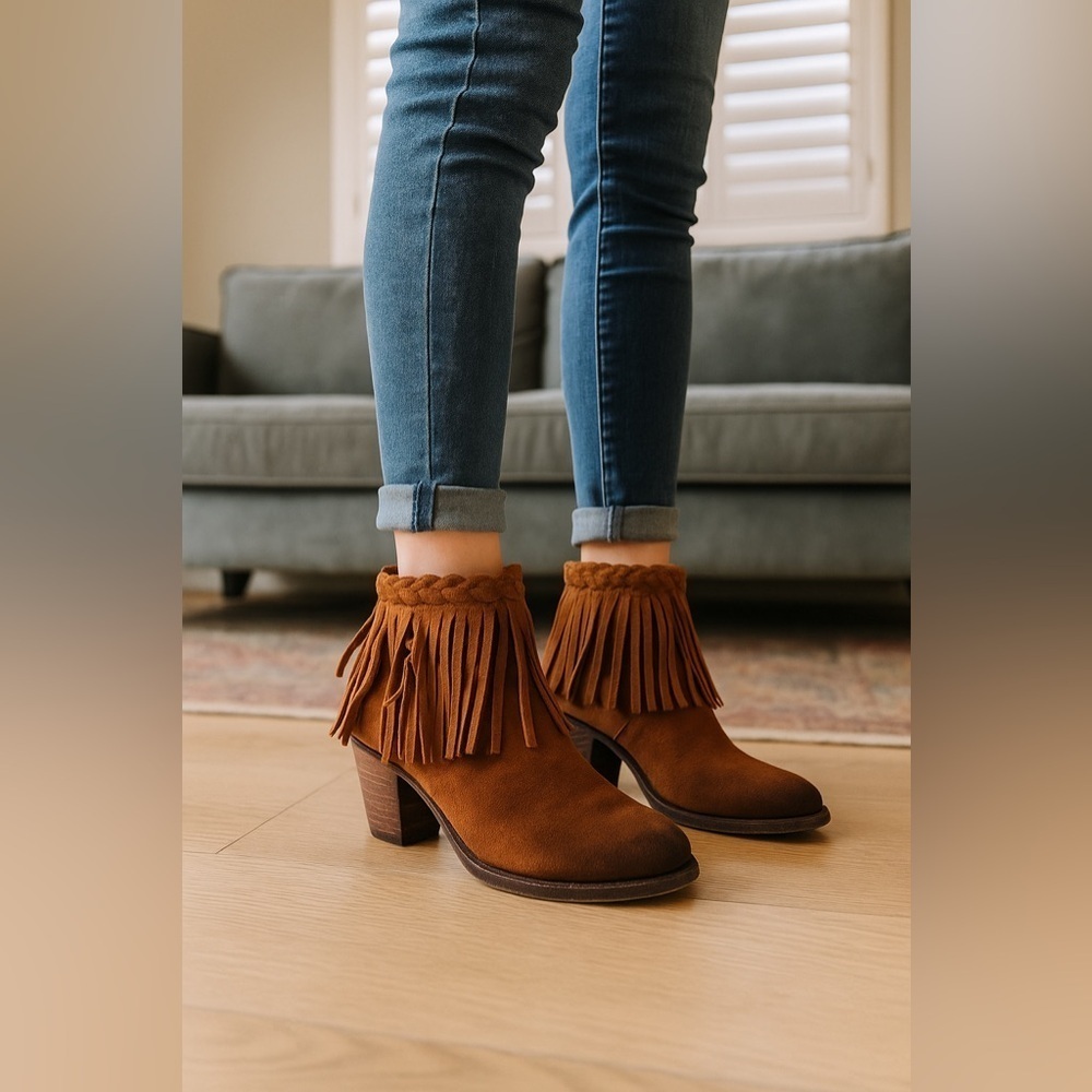 Freebird by Steven Lucy Suede Ankle Boots Tan Size 8 w/ Box - Picture 2 of 11